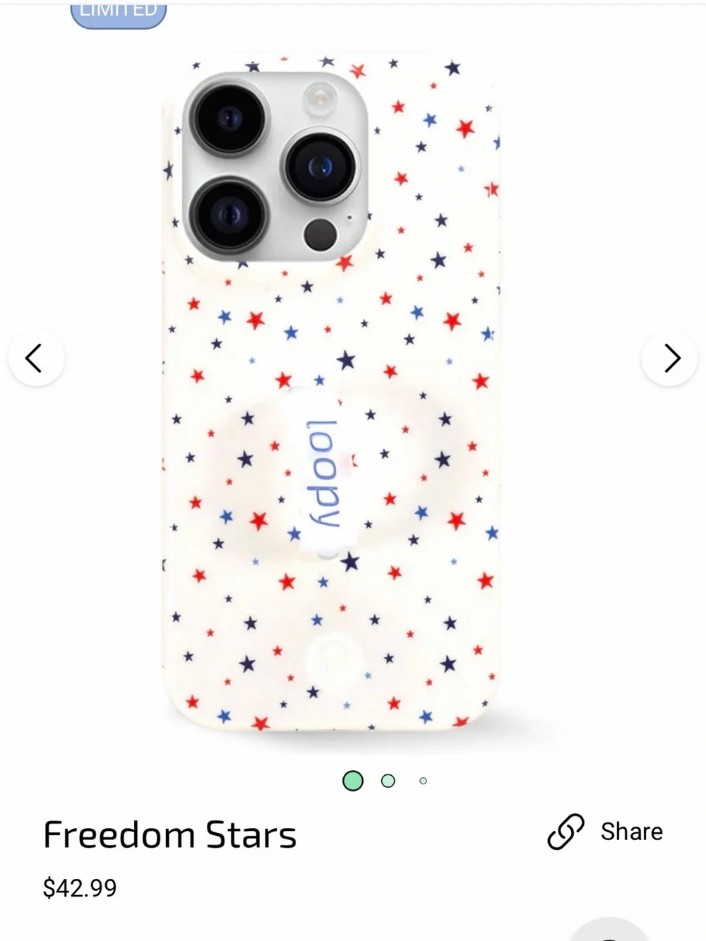 Loopy Case White iPhone 14 Pro Case with Red & Blue Star Print and Strap